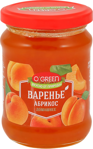 Варенье O`GREEN из абрикоса, 325г, детальное фото