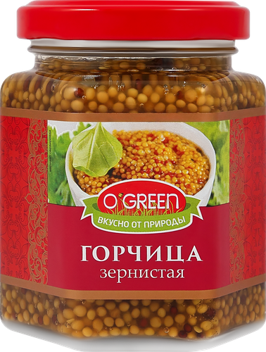 Горчица зернистая O`GREEN, 190г, крупный план