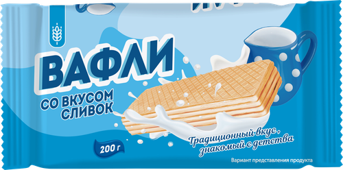 Вафли ПРАВИЛЬНОЕ РЕШЕНИЕ со вкусом сливок, 200г, фотография