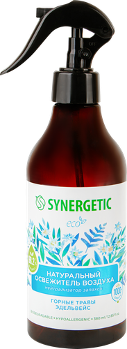 Освежитель воздуха SYNERGETIC Горные травы и эдельвейс, 380мл, вид