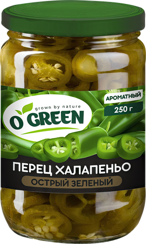Перец халапеньо маринованный O`GREEN, 250г, детальное фото