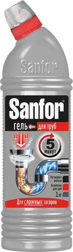 Средство для удаления сильных засоров в трубах SANFOR 5 минут, 1кг, детальное фото