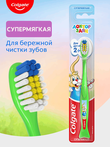 Зубная щетка детская COLGATE Доктор Заяц ультрамягкая, с 2 лет, вид