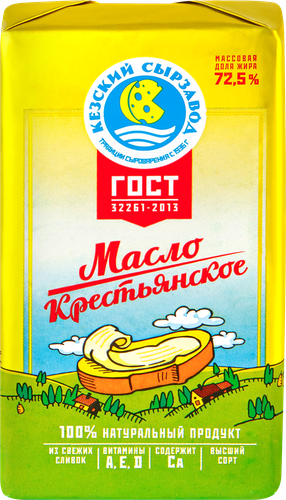 Масло сливочное СЗ КЕЗСКИЙ 72,5%, без змж, 175г, картинка