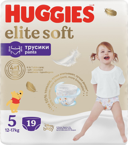 Подгузники-трусики ХАГГИС Элит софт 5, 12-17кг, 19шт, детальное фото