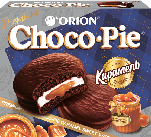 Бисквит ORION Choco pie dark Карамель 360г, фото