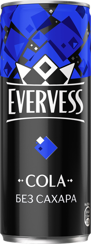 Напиток EVERVESS Кола без сахара газированный, 0.33л, вид
