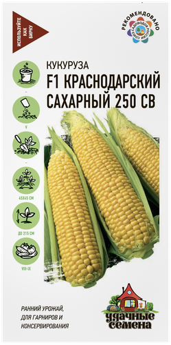 Семена УДАЧНЫЕ СЕМЕНА Кукуруза Краснодарский сахарный 250 СВ F1, 5г, крупный план