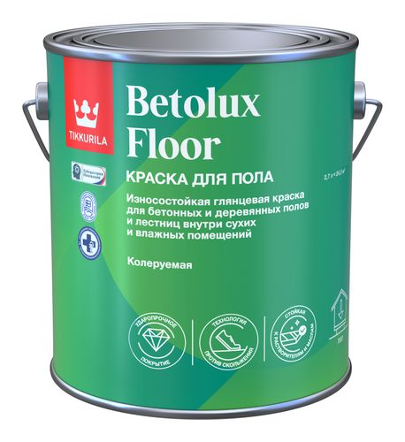 Краска Tikkurila/Tikkivala betolux floor для полов a гл 2,7л, фотография