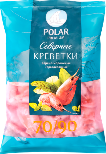 Креветки варено-мороженые POLAR в панцире 70/90, 1000г, картинка