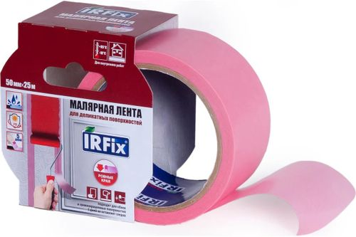 Малярная лента IRFIX EXTRA для деликатных поверхностей 50мм х 25м розовая, изображение