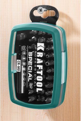Набор бит и адаптеров KRAFTOOL 33 шт, крупный план
