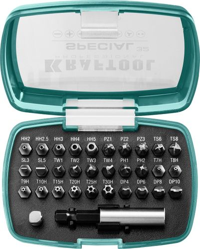 Набор бит и адаптеров KRAFTOOL 33 шт, крупный план