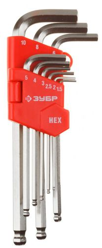 Набор ключей ЗУБР hex1.5-10, 9 шт (27461-2_z02), крупный план