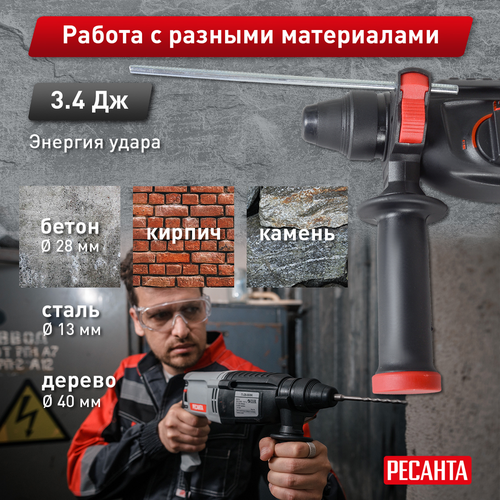 Перфоратор электрический РЕСАНТА П-28-800К, картинка