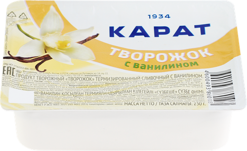 Продукт творожный КАРАТ Творожок сливочный с ванилином 10%, без змж, 230г, фото