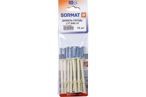 Дюбель-гвоздь SORMAT LYT 6/80 LK SP нейлон 10 шт, фото