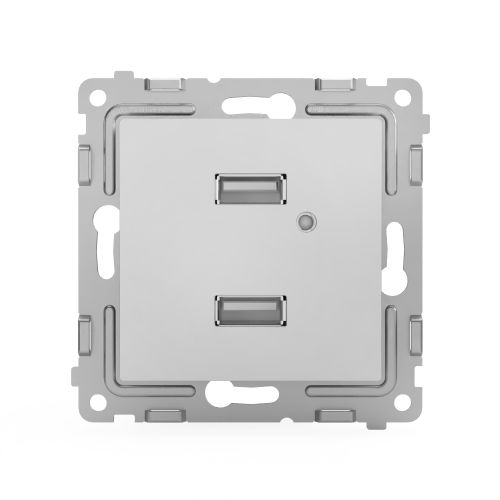 Розетка USB 2 поста TOKOV ELECTRIC PIXEL алюминий, фото