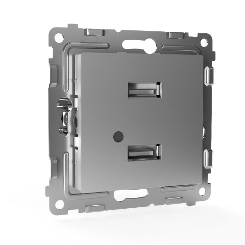 Розетка USB 2 поста TOKOV ELECTRIC PIXEL алюминий, картинка