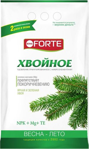 Удобрение для хвойных BONA FORTE с микроэлементами 2 кг, крупный план