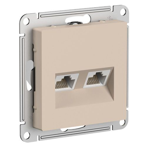 Розетка RJ-45 2 поста Systeme Electric Atlas Design песочный, вид