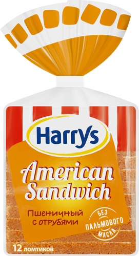 Хлеб пшеничный HARRY'S American sandwich с отрубями, 515г, вид