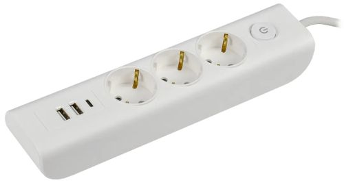 MODERN Удлинитель У03В с/з 2м 3х1 мм2 16А/250В USBх3 бел. IEK, картинка