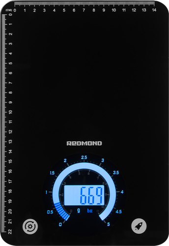 Весы кухонные REDMOND черный, стекло/пластик, 25,1х2х17,1см, Арт. RS-760, картинка