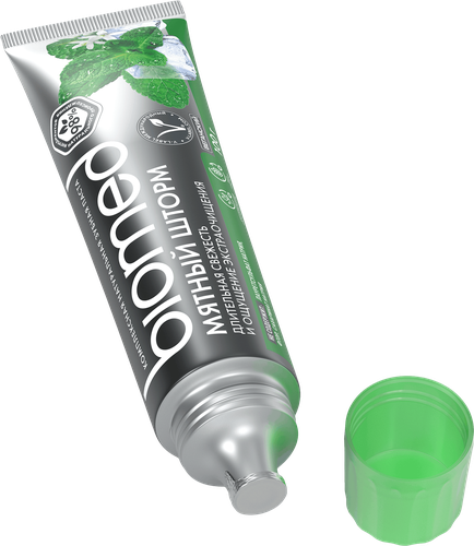 Зубная паста BIOMED Мятный шторм, 100г, крупный план