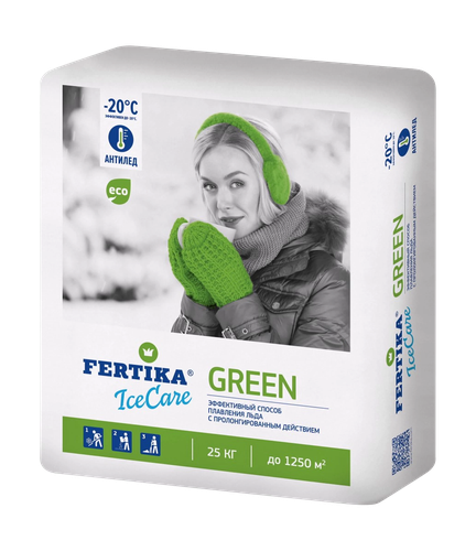 Противогололедный реагент FERTIKA ICECARE GREEN 25 КГ, фотография