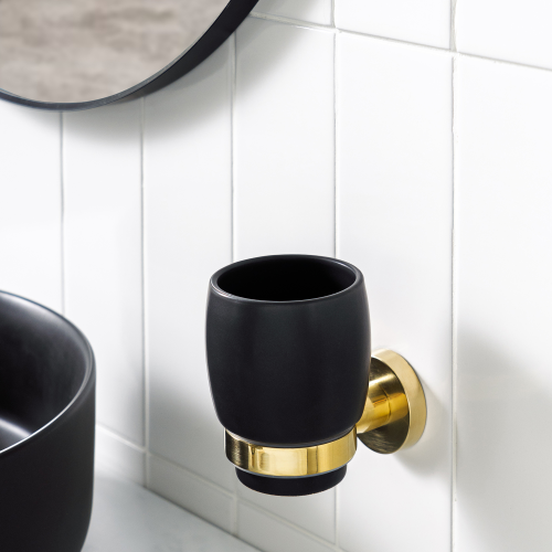 Стакан для зубных щеток настенный Moroshka Oro Nero черный 1 шт, фото