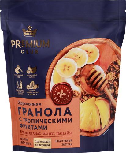 Гранола PREMIUM CLUB Тропические фрукты, 300г, фотография