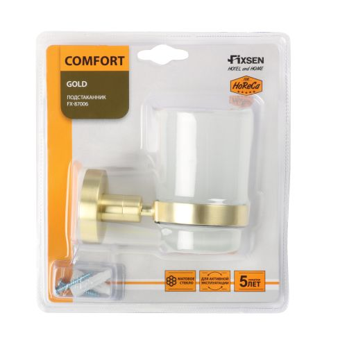 Подстаканник одинарный Comfort Gold золото-сатин, детальное фото