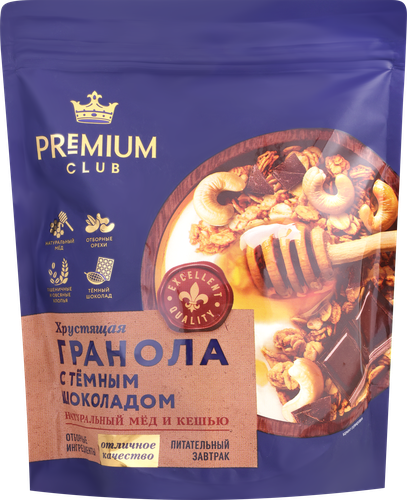 Гранола PREMIUM CLUB Шоколадная, 300г, вид