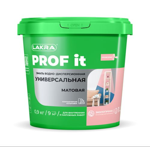 Эмаль универсальная лакра PROF IT ВД матовая база С 0,9  кг, фото