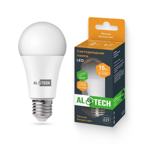 Лампочка светодиодная ALTECH LED 15Вт 3000К 1260Лм E27 Груша, изображение