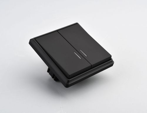 Выключатель двухклавишный ALTECH ENCORE 2SIВ черный, изображение