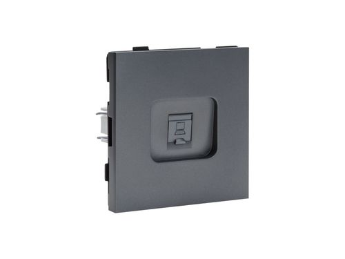 Розетка компьютерная 1 пост ALTECH ENCORE 1SPCG cat6e 10Gb графит, картинка