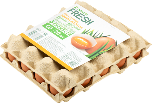 Яйцо куриное Яркий желток СО ЛЕНТА FRESH, 20шт, крупный план