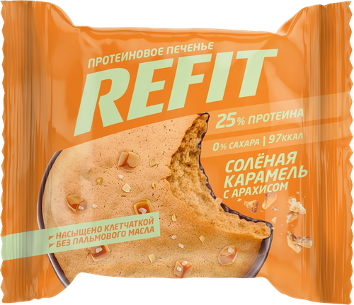 Печенье протеиновое REFIT Соленая карамель с арахисом, 35г, детальное фото