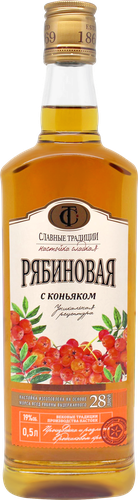 Настойка СЛАВНЫЕ ТРАДИЦИИ Рябиновая с коньяком 19%, сладкая, 0.5л