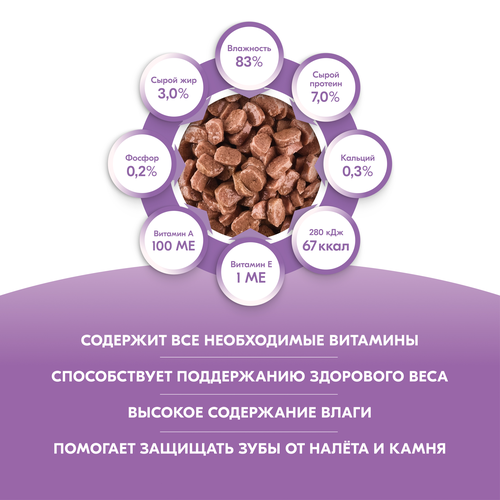 Корм консервированный для кошек KISSA с говядиной в желе, 75г, вид