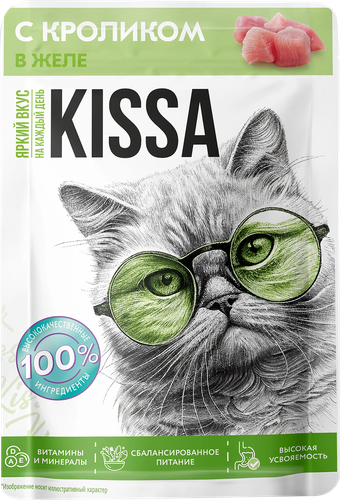 Корм консервированный для кошек KISSA с кроликом в желе, 75г, картинка