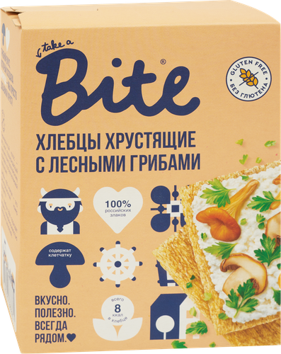Хлебцы кукурузно-рисовые TAKE A BITE Хрустящие, с лесными грибами, 100г, фотография