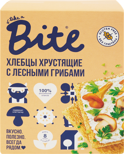 Хлебцы кукурузно-рисовые TAKE A BITE Хрустящие, с лесными грибами, 100г, детальное фото