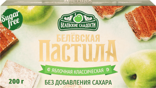 Пастила яблочная БЕЛЕВСКИЕ СЛАДОСТИ Классическая, без сахара, 200г, крупный план