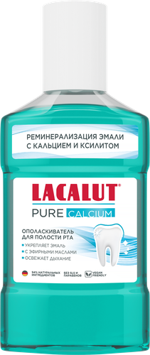 Ополаскиватель для полости рта LACALUT Pure Calcium, 250мл, крупный план