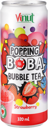 Напиток BOBA BUBBLE TEA Popping Холодный чай со вкусом клубники негазированный, 0.32л, крупный план