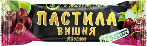 Пастила натуральная VITAMINOS Вишня, без сахара, 40г, изображение