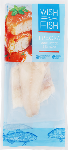 Треска замороженная WISH FISH филе, 500г, вид